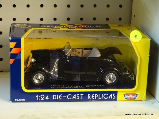 FORD COUPE; MOTOR MAX 1:24 SCALE 1934 FORD COUPE. BRAND NEW IN THE PACKAGE!