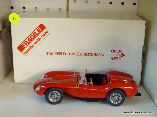 FERRARI TESTA ROSSA; THE DANBURY MINT 1958 FERRARI 250 TESTA ROSSA 1:24 SCALE MODEL CAR WITH THE