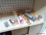LOT OF GERMAN MADE VEHICLE TOYS; INCLUDES A LADDER TRUCK, ESSO TANKER TRUCK, SHELL TANKER TRUCK,