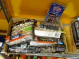 TRAY LOT OF ASSORTED MINI NASCAR TOYS; SOME ARE RACING CHAMPIONS 1:64 SCALE RIGS WITH CARS, 1 IS A