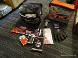 2 LUNCHBAG LOT; 1 IS A DALE EARNHARDT SR LUNCH BAG WITH CONTENTS OF GLOVES, BRAND NEW PLAYING CARDS,