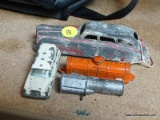 (CNTR) LOT OF VINTAGE TOYS; 1 IS A TOOTSIE TOYS CAR WITH SOME DENTING, 1 IS A VINTAGE MATCHBOX, 1 IS