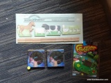 (CNTR) ASSORTED TOY LOT; FROGGER GAME (BRAND NEW IN THE PACKAGE), 2 ALOHA MS. PIGGY PIN UP PUZZLES,