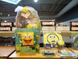(CNTR) SHELF LOT OF SPONGEBOB ITEMS; BRAND NEW EASTER BASKET WITH TOYS, PANTS DROPPING SPONGEBOB TOY