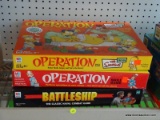 (WALL) 3 BOARD GAME LOT; INCLUDES OPERATION THE SIMPSONS EDITION, OPERATION, AND BATTLESHIP