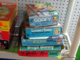 (WALL) 5 VINTAGE PUZZLE LOT; INCLUDES GOOFY, LOONEY TUNES, BARBIE 