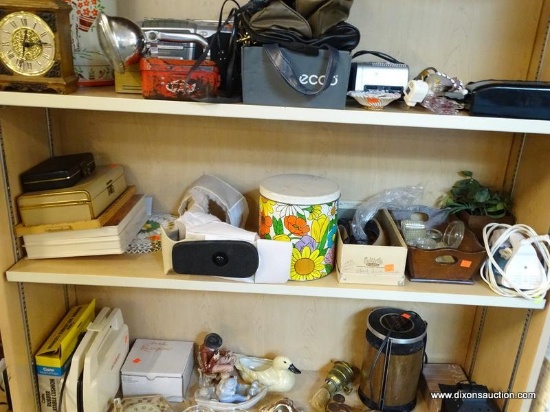 (R1A) SHELF LOT OF ASSORTED ITEM; LOT INCLUDES 9 FURNITURE FEET, A RIVAL IRON, A PAIR OF LADIES HIGH
