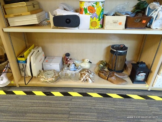 (R1A)SHELF LOT OF ASSORTED ITEMS; LOT INCLUDES A RUBBER INFLATABLE CUSHION STILL IN ORIGINAL BOX, A