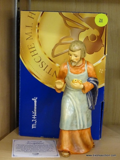 HUMMEL NATIVITY FIGURINE; "JOSEPH", #297, COMES WITH ORIGINAL BOX AND CERTIFICATE, MEASURES 6 1/8 IN