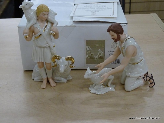 LENOX CLASSIC NATIVITY FIGURINES; "THE SHEPHERDS OF BETHLEHEM" IS A 3 PIECE SET CONSISTING OF A
