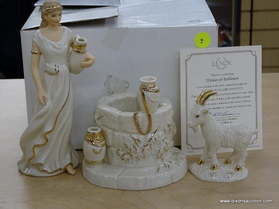 LENOX CLASSIC NATIVITY FIGURINES; "WOMAN OF BETHLEHEM" IS A 3 PIECE SET CONSISTING OF A WOMAN