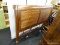 QUEEN SIZE WOODEN SLEIGH BED; COMPLETE SLEIGH BED WITH HEAD BOARD FOOTBOARD AND RAILS. THE HEADBOAD