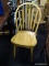 MAPLE BOW BACK WINDSOR SIDE CHAIR; LIGHT WOOD CHAIR HAS A SLATTED BACK, PLANK BOTTOM SEAT, ROUND