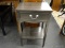 BLACK SINGLE DRAWER SIDE TABLE/NIGHTSTAND; HAS 1 CENTER DRAWER WITH A SILVER TONED PULL AND