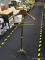 BRASS VALET STAND; FREE STANDING BRASS AND WOODEN VALET STAND WITH UPPER JEWELRY TRAY, COAT RACK,