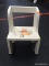WHITE WOODEN WINNIE THE POOH PAINTED CHAIR; SINGLE SLAT ACROSS BACK, CHILD SIZED, MEASURES 11 IN X 9