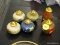 (DIS) SMALL CLOISONNE SALT AND PEPPER SHAKERS; TOTAL OF 6 PIECES. 2 ARE OFF WHITE AND SEEM TO BE A