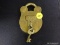 (DIS) VTG BRASS LOCK AND KEYS; JARED OLD ENGLISH NO. 9 ADMIRALTY LOCK, SOLID GENUINE BRASS WITH 4