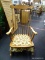 TALL BACK WOODEN ROCKING CHAIR; VINTAGE WOODEN ROCKING CHAIR WITH TALL BACK, CURVED ARMS ON TURNED