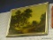 ENGLISH COUNTRYSIDE PRINT ON BOARD; FRAMED PAINTING SHOWING VICTORIAN TOWNSPEOPLE HEADING DOWN THE