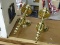 TURNED CANDLESTICK SCONCES; PAIR OF 2 BRASS CANDLESTICK WALL SCONCES. EACH MEASURES 11 IN TALL AND