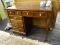 VINTAGE WOODEN WRITING DESK; THIS BEAUTIFUL WOODEN WRITING DESK HAS A DOVETAIL DRAWER WITH TWO