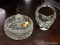 2 PIECES VINTAGE GLASS LOT; INCLUDES A LIDDED ROUND CANDY DISH AND A STRETCHED ART GLASS BASKET.