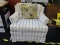 SUNWASHED PLUSH ARMCHAIR; JESSUP FURNITURE COMPANY PLUSH ARMCHAIR WITH SUN WASHED STRIPED