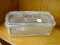 FEDERAL GLASS REFRIGERATOR DISH WITH LID; CLEAR GLASS WITH REEDED SIDES, FITTED LID WITH ASSORTED