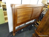 QUEEN SIZE WOODEN SLEIGH BED; COMPLETE SLEIGH BED WITH HEAD BOARD FOOTBOARD AND RAILS. THE HEADBOAD