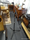 BLACK MICROPHONE STAND WITH ADJUSTABLE BOOM; .BOOM LENGTH: 30