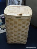 L.L. BEAN MOUNTAIN TRAILS BASKET HAMPER; HAND CRAFTED IN THE USA. MADE OF SPLIT OAK. LARGE NATURAL