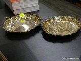 (DIS) SILVERPLATE TRAYS WITH SCALLOPED EDGE; OVAL SHAPED, 2 STACKED ON TOP OF EACH OTHER, IDENTICAL