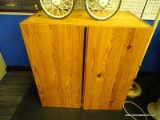 CEDAR STORAGE CABINET. THIS IR A RECTANGULAR CEDAR STORAGE CABINET WITH TWO FRONT OPENING DOORS THAT