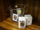 PLAYING CARD THEMED ICE BUCKET AND S&P SHAKERS; PERFECT ITEMS FOR BRIDGE BRUNCH OR POKER NIGHTS!