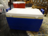 IGLOO COOLER; IGLOO & PEPSI-COLA 2 HANDLED COOLER WITH INCHES/CENTIMETERS MEASURING CHART ON TOP.