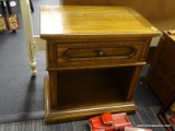 VINTAGE WOODEN NIGHTSTAND; BOLERO II WOODEN NIGHTSTAND WITH DOVETAIL DRAWER, AND LOWER STORAGE AREA.
