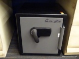 SENTRY SAFE FIREPROOF SAFE; HAS AN ELECTRIC BATTERY POWERED LOCK (NEEDS BATTERY AND POSSIBLY
