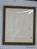 FRAMED ORIGINAL ABSTRACT ETCHING; THIS ORIGINAL ETCHING OF FOUR MEN IN PENCIL SIGNED BY ARTIST AND