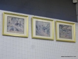 KOREAN SIN YUN BOK FRAMED PRINTS; TOTAL OF 4 PIECES, A COLLECTION OF IMAGES BY KOREAN ARTIST SIN