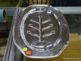 (DIS) W.M. ROGERS FOOTED MEAT SERVING PLATTER WITH TREE WELL; HOMAN PLATE OF NICKEL SILVER, MEASURES