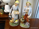 ARTMARK CERAMIC FIGURINES; TOTAL OF 2, OLDER COUPLE ON A FARM OR IN A GARDEN, EACH MEASURES ABOUT 12