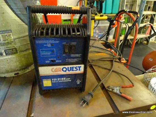 CARQUEST BATTERY JUMP PACK; HAS 10/2/55 AMPS AND IS FULLY AUTOMATIC. HAS THE POSITIVE BATTERY HOOKUP