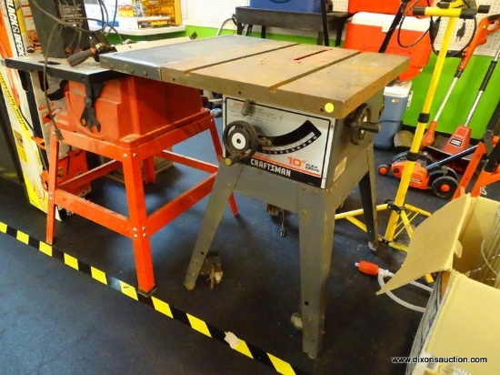 CRAFTSMAN TABLE SAW; CRAFTSMAN 10 IN FLEX DRIVE TABLE SAW. MODEL 113.241680. IS GRAY AND BLACK IN