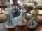 (WIN) PORCELAIN GLAZED FIGURINES; SET OF 3, MADE IN SPAIN. LADY HOLDING STRAW HAT WITH 2 GEESE AT