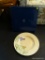 MIKASA ROUND PLATTER; MEASURES 16 IN, COMES WITH ORIGINAL BOX, TAN/YELLOW IN COLOR WITH GRAPEVINE