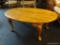 QUEEN ANNE COFFEE TABLE; SOLID WOOD WITH QUEEN ANNE LEGS. GREAT CONDITION, MEASURES 45 IN X 27 IN X