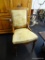VICTORIAN SIDE CHAIR; 1 OF A PAIR OF VICTORIAN SIDE CHAIRS. EACH HAS A GREEN UPHOLSTERED SEAT AND