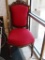 (WIN) RED UPHOLSTERED VICTORIAN SIDE CHAIR; WELL-CARVED VINE AND BERRY PATTERNED BOWED CRESTRAIL,