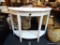 LIGHT GREY/BLUE DEMI LUNE SIDE TABLE; LARGE DEMI LUNE SIDE OR HALL TABLE. IT HAS BEEN REFINISHED AND